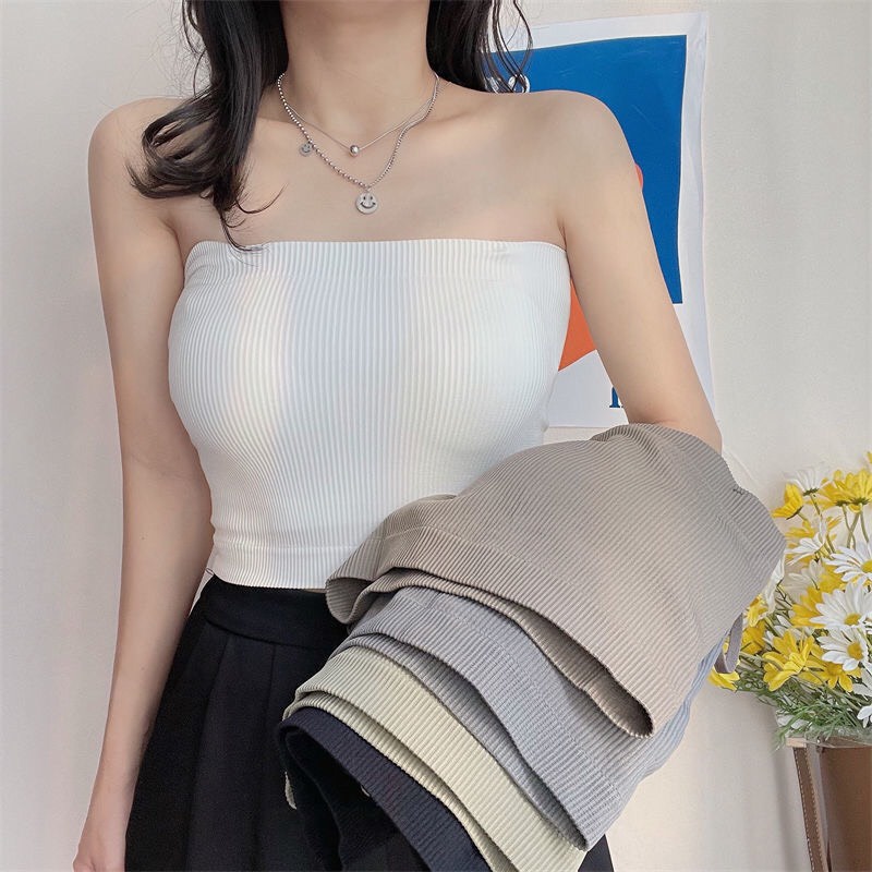 [HOT 2021] Áo bra len tăm cao cấp, Áo lót vest ngang ngực dạng ống 2 dây có miếng lót ngực .AB401 | BigBuy360 - bigbuy360.vn