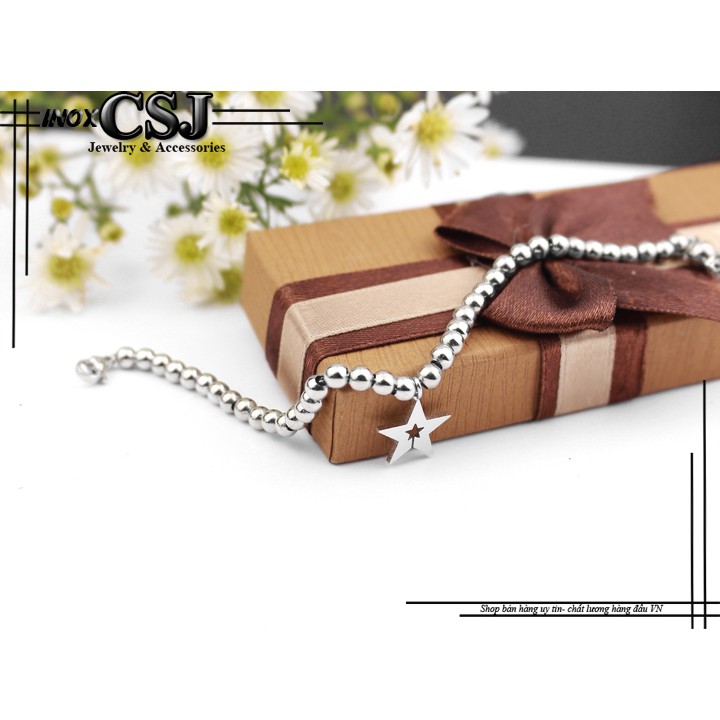 Lắc tay bi tròn gắn ngôi sao xinh xắn