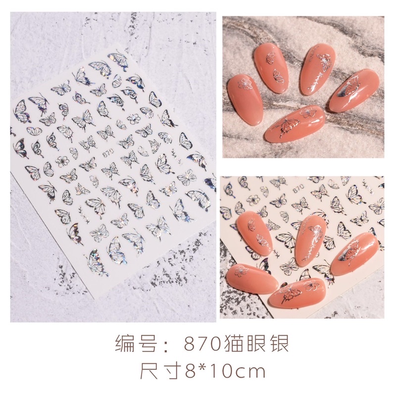 Vỉ 180 sticker dán móng tráng gương siêu xinh cho bạn gái