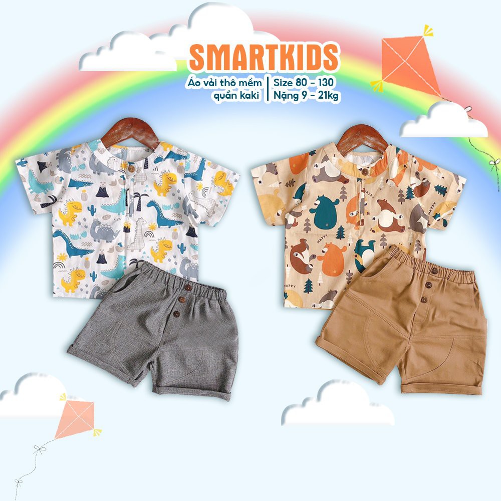 Bộ quần áo bé trai cực xinh ⚡️HÀNG CAO CẤP⚡️ Áo cộc tay phối quần đùi ⚡️FREE SHIP⚡️ Smartkids TE30