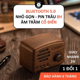 Loa Bluetooth Mini OLIVER BT01 Decor Trang Trí Phòng Ngủ Vân Gỗ Cổ Điển Retro Vintage Quà Tặng