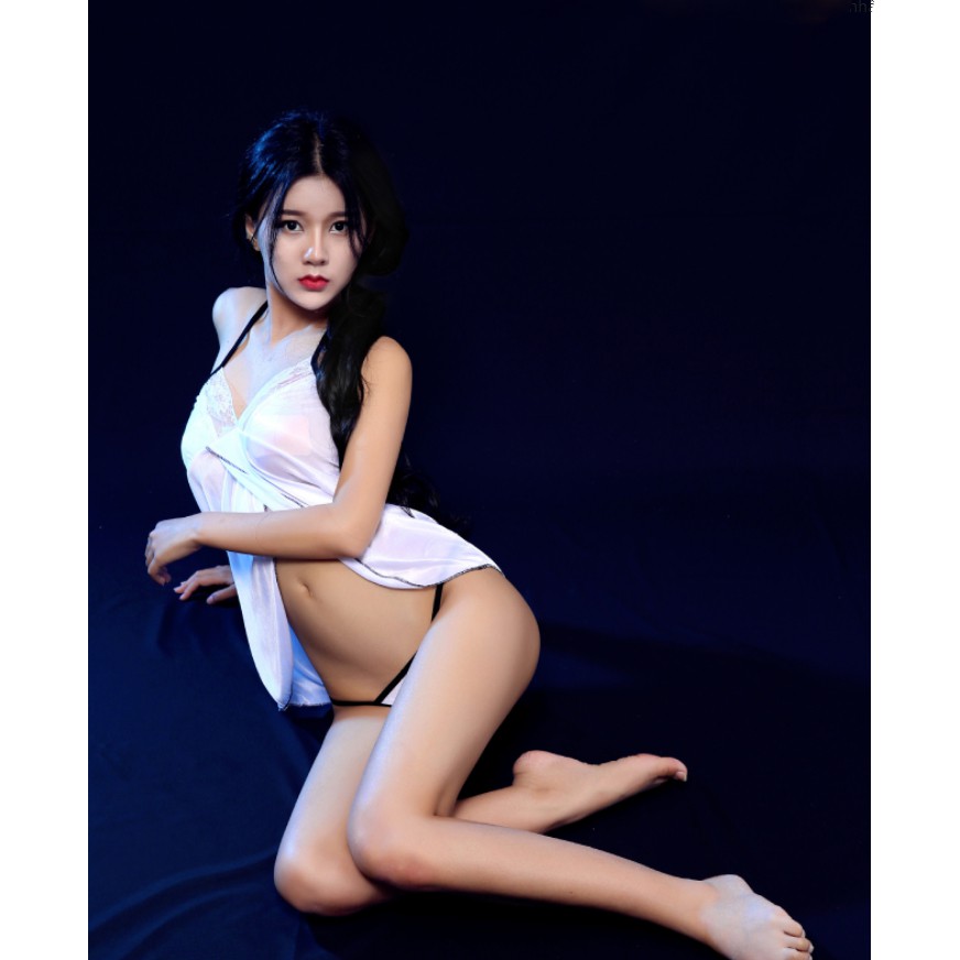 [Che tên] Đồ ngủ sexy 2 dây gợi cảm chất lụa satin phối cổ ren cao cấp