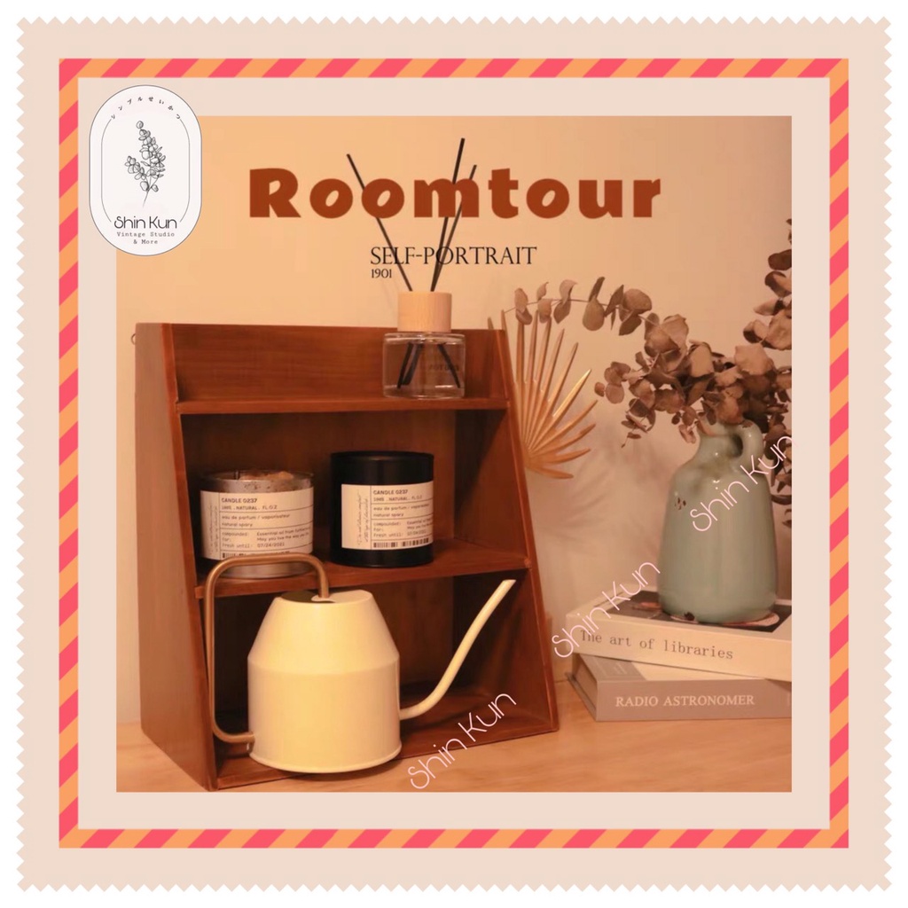 Kệ Gỗ Để Bàn Decor Đựng Đồ Mini Kiểu Vát Chéo Vintage Bằng Gỗ Thông SS21
