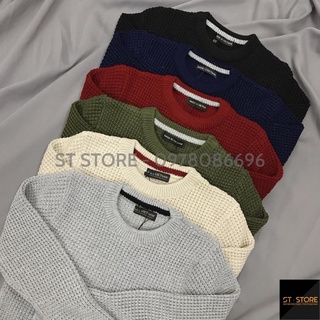 Áo len nam cổ tròn, Len hạt gạo form đẹp ST STORE