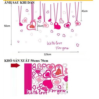 Decal Dán Tường Kitty Trái Tim Hồng