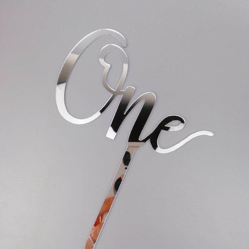Chữ ghim trang trí bánh &quot;one&quot; bằng acrylic