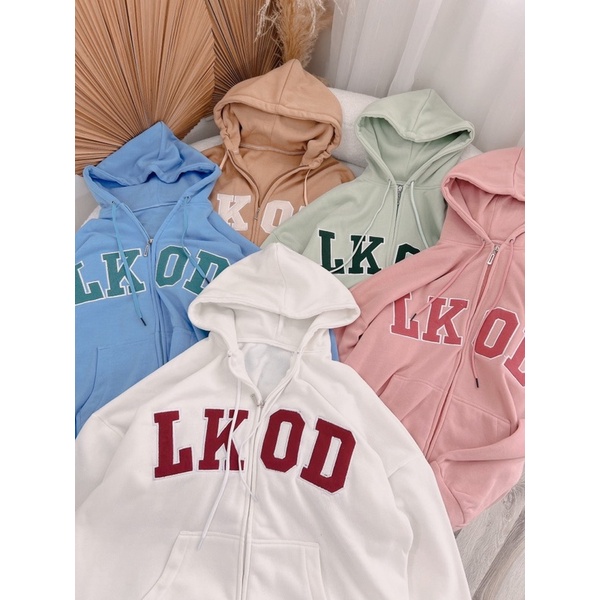ÁO KHOÁC NÓN NỈ CHỮ LKOD NHIỀU MÀU (TH)