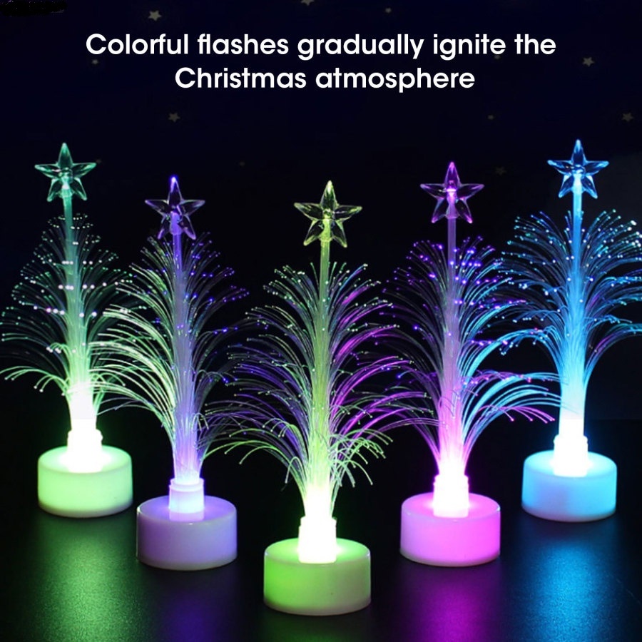 Đèn LED sợi quang hình cây thông Noel phát sáng 7 màu cao 13cm