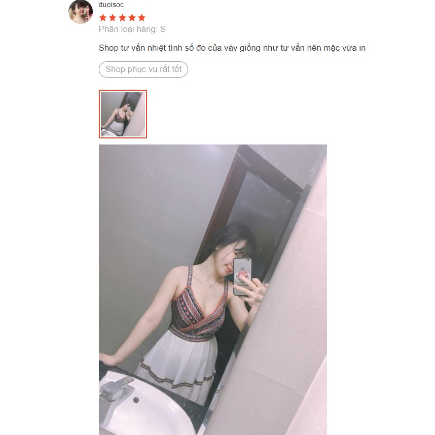 (SẴN) Váy / đầm trắng 2 dây họa tiết thổ cẩm dáng xòe dễ thương thời trang đi biển hè V00080 | BigBuy360 - bigbuy360.vn