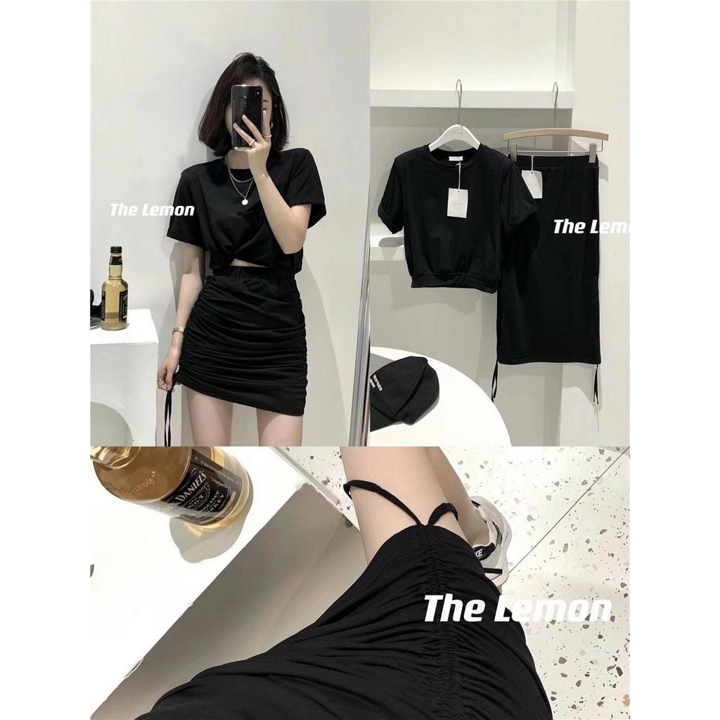 Set áo thun kèm chân váy rút điều chỉnh độ dài ( ảnh thật ) | BigBuy360 - bigbuy360.vn