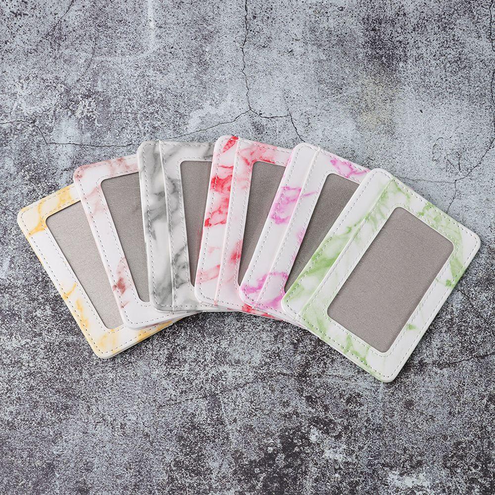 Ví Đựng Thẻ Id Bằng Da PU Chống Nước Họa Tiết Cẩm Thạch Dễ Thương Giá Đỡ
