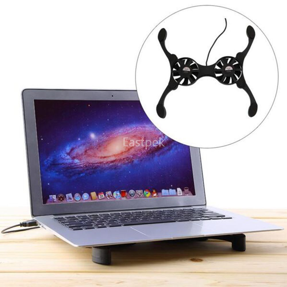 Đế Tản Nhiệt Usb Có Thể Gập Lại Kèm Quạt Đôi Quạt Mini Cho Notebook Laptop