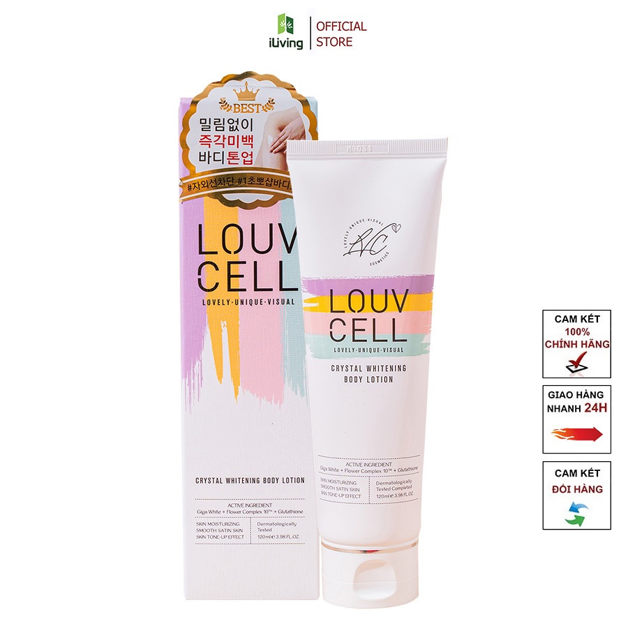 Kem dưỡng ẩm trắng da body Louv Cell Crystal Whitening Body Lotion 120ml ILIVING-LOUDTB120