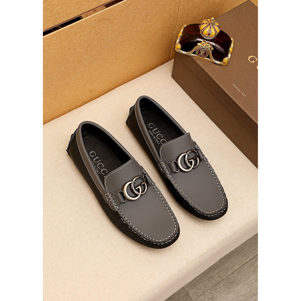 Giày lười nam da thật GUCCI GG GC thiết kế đơn giản và sang trọng