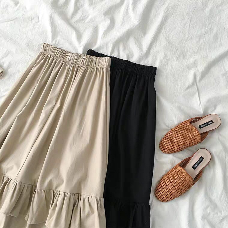 CHÂN VÁY XÒE XẾP BÈO 2 TẦNG - CHÂN VÁY DÁNG DÀI TẦNG VẠT BÈO 3 MÀU ULZZANG | BigBuy360 - bigbuy360.vn