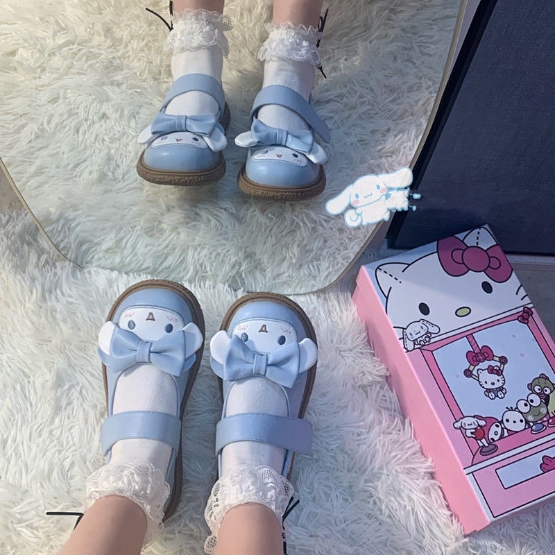 Giày Búp Bê Da Mềm Mũi Tròn Phối Khóa Dán Kiểu Lolita Nhật Bản Thời Trang Xuân Thu Cho Nữ