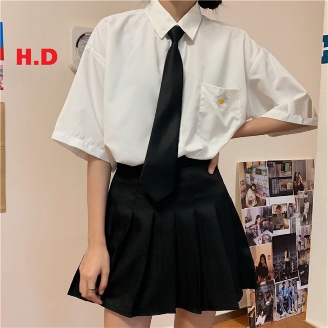 Sơmi túi hoa cúc kèm cavat HDN976