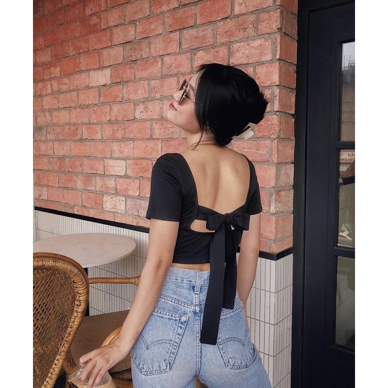 🍒ÁO_CROPTOP_NƠ_LƯNG🥑