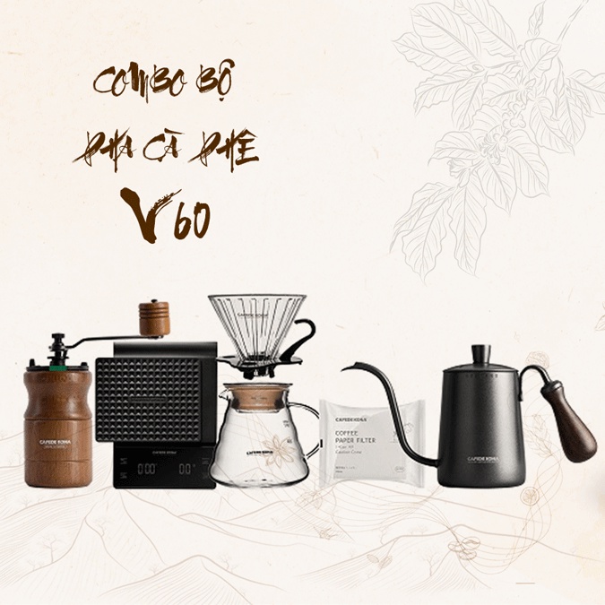 Combo bộ pha cà phê V60 02 phổ thông CAFEDE KONA - Pour over kit