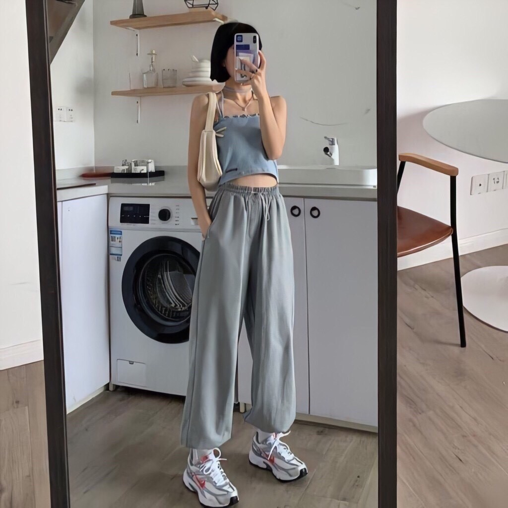 Jogger thun trơn cạp chun dáng rộng ulzzang HOT/ Quần jogger trơn bó ống chun 2 màu hot trend Daski phong cách ulzzang | WebRaoVat - webraovat.net.vn