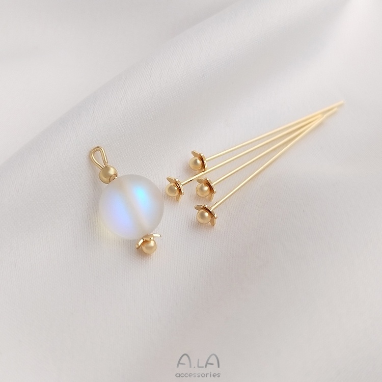 Kim xỏ hạt hình bông hoa nhỏ đầu tròn bằng đồng 14K 0.6x30mmT nhiều màu sắc