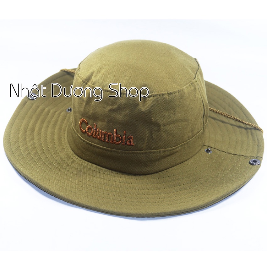 Nón tai bèo nam vành rộng 8,5 cm thêu chữ Columbia và Sport và trơn kết hợp vải cotton tốt mềm mại