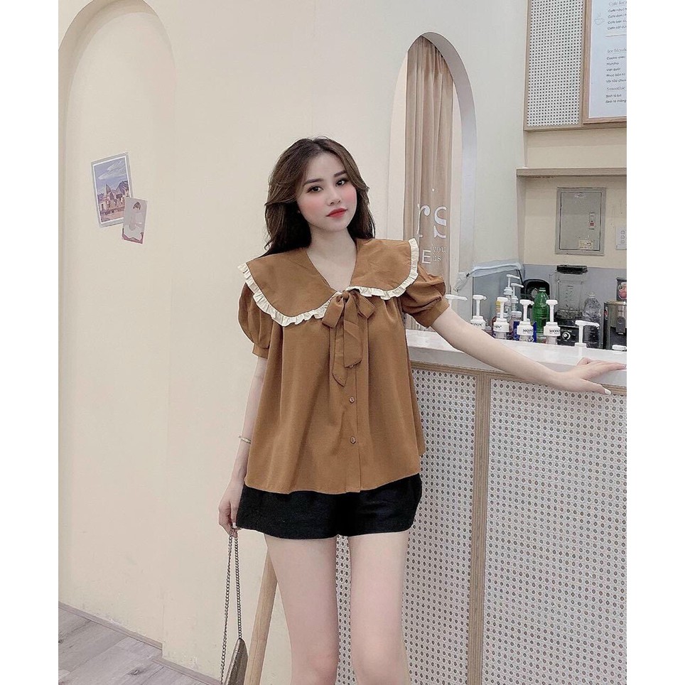 Set Bộ Đẹp - Set Bộ Đũi Nhăn Cổ Bèo Thủy Thủ Nơ Ngực Hiện Đại - Thời Trang Dressery Store