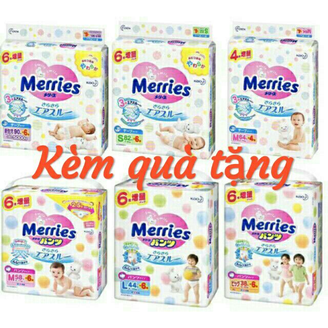 [ cộng miếng] Bỉm merries tã dán/ quần nội địa Nhật chính hãng NB96/S88/M68/L58/M64/L50/XL44/XXL28