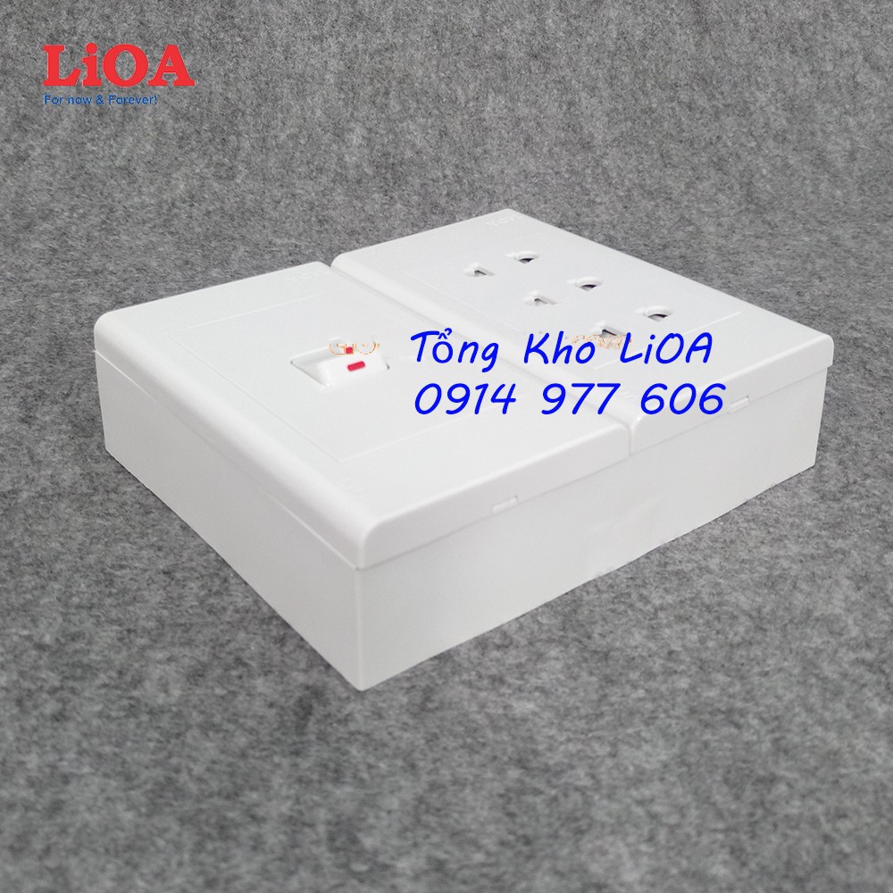 Combo ổ cắm điện ba 2 chấu LiOA 16A 3520W + 1 công tắc điện - Lắp nổi