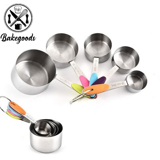 BỘ THÌA ĐONG, CUP ĐONG nhà bếp set 5 chiếc inox cán silicone màu sắc hàng đẹp dùng đo phụ gia làm bánh