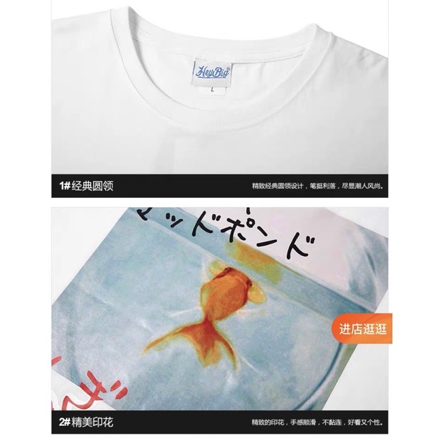 Áo thun tay lỡ   Nelly Heybig dáng unisex form rộng japanese koi
