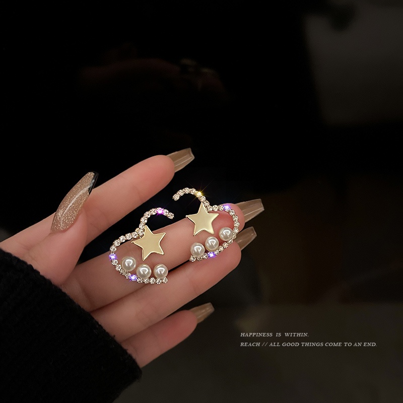 Khuyên Tai Hình Ngôi Sao Đính Đá Ngọc Trai Nhân Tạo Phong Cách Hàn Quốc Thời Trang Cao Cấp Dành Cho Nữ S925