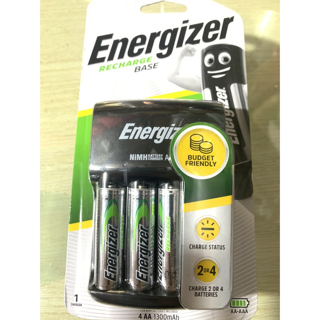 Máy Sạc Energizer CHVC4 Kèm 4 Pin Sạc AA 1.300 mAh Hàng Chính Hãng Tặng Kèm HỘP BẢO QUẢN PIN SẠC
