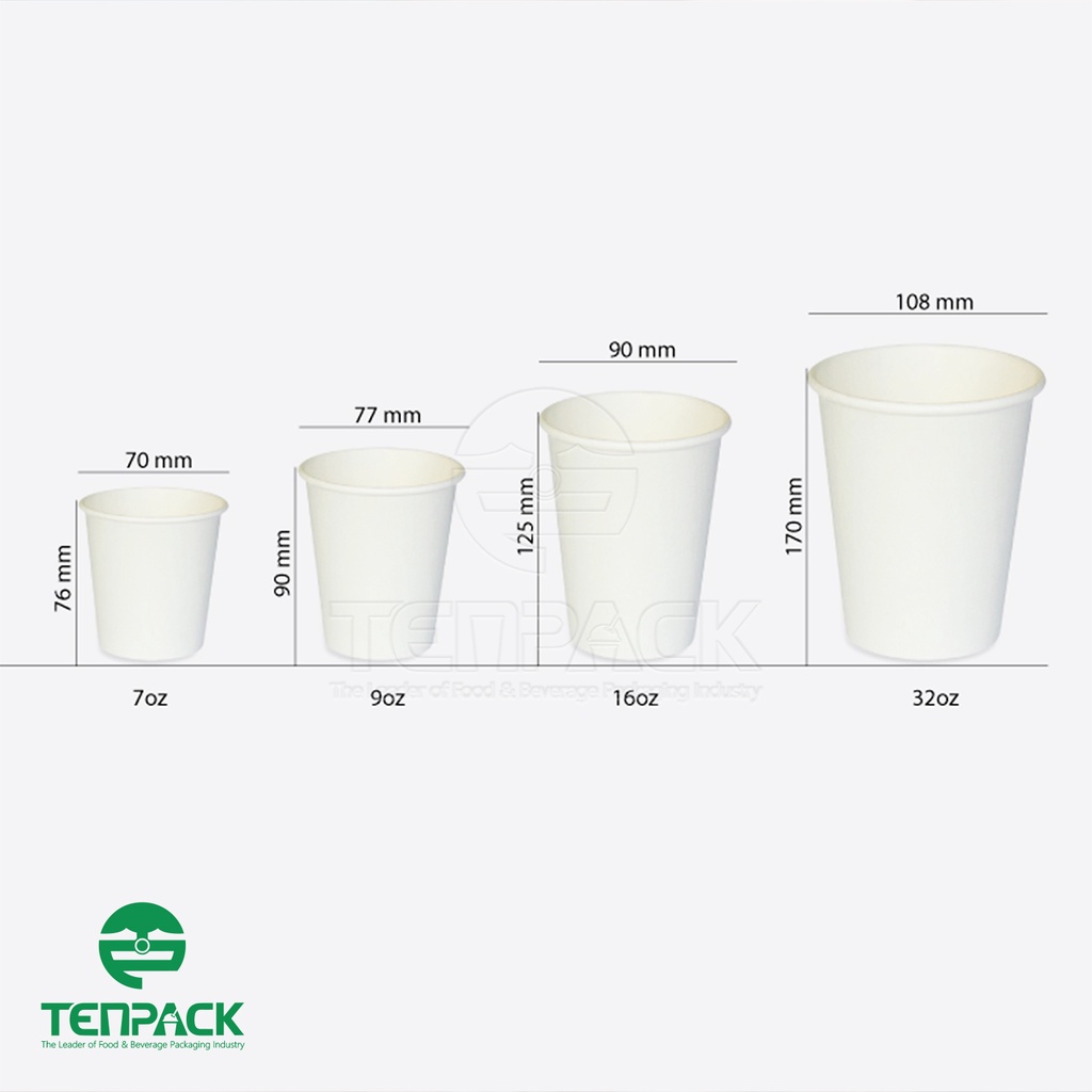 25 Ly cốc giấy trắng uống nước, cafe, trà sữa dùng 1 lần có nắp đủ size