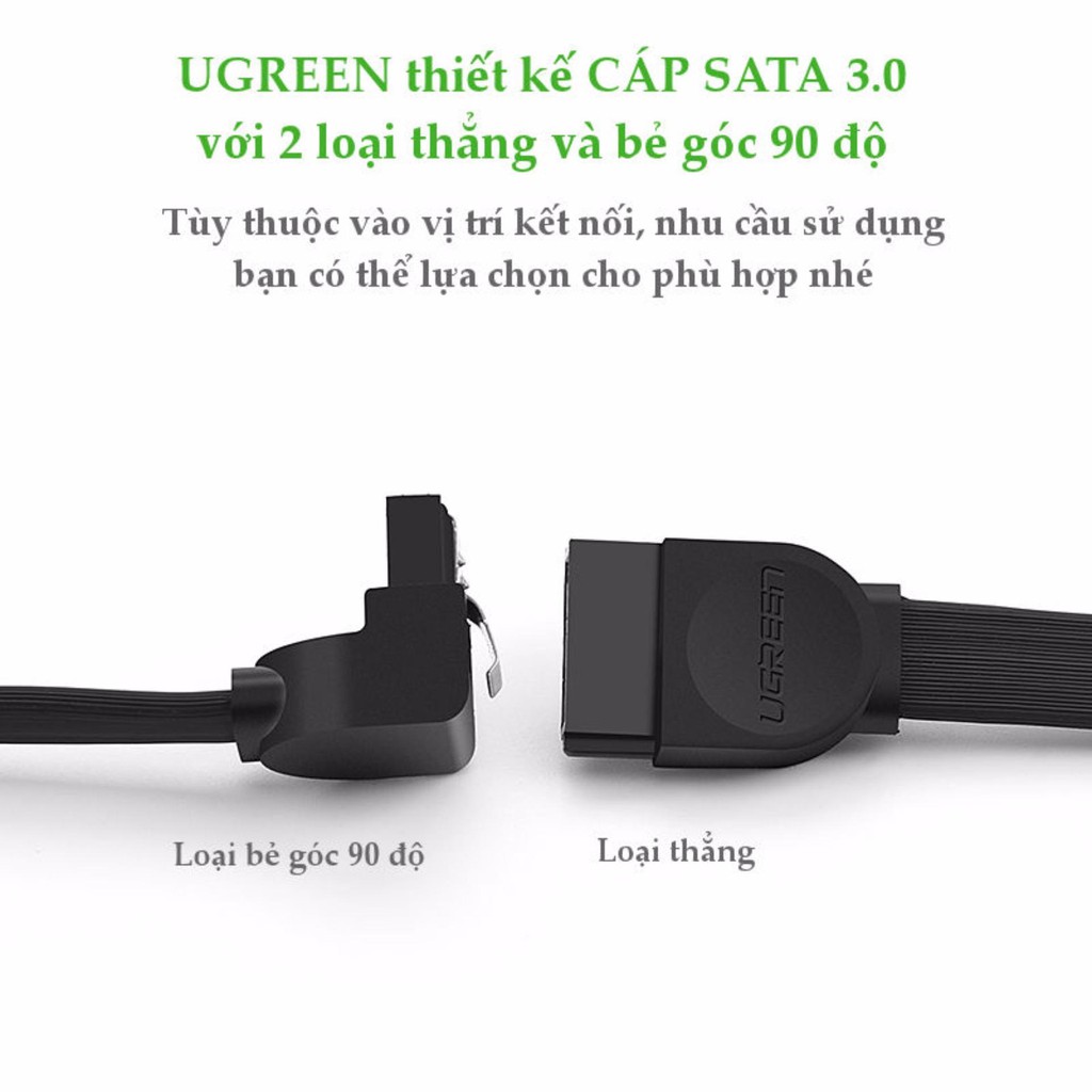 Cáp SATA 3.0 dài 50cm đầu bẻ góc 90 độ Ugreen 30797