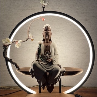 Tượng Phật Quan Âm Bồ Tát và khung đèn Led