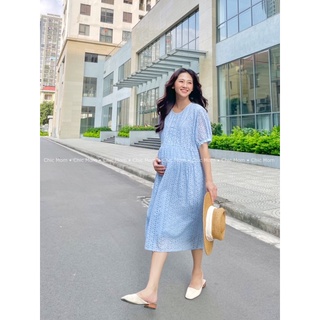 Váy bầu maxi thô hoa thêu