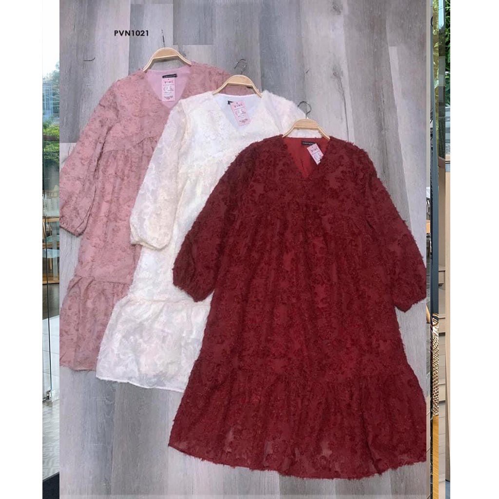 Váy bầu bigsize thời trang thiết kế chất ren 2 lớp thoáng mát freesize từ 45 đến 75kg