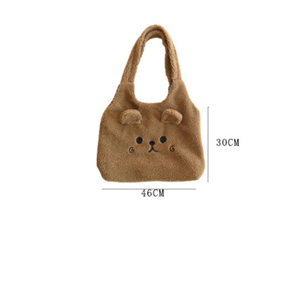 Túi tote bằng vải bông mềm sức chứa lớn họa tiết gấu đáng yêu nhiều màu sắc thời trang mùa đông cho nữ