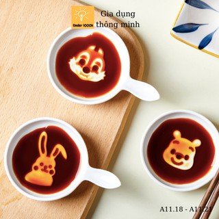 Bát ăn dặm, bát nước chấm, đựng gia vị bằng gốm sứ hình thú in nổi