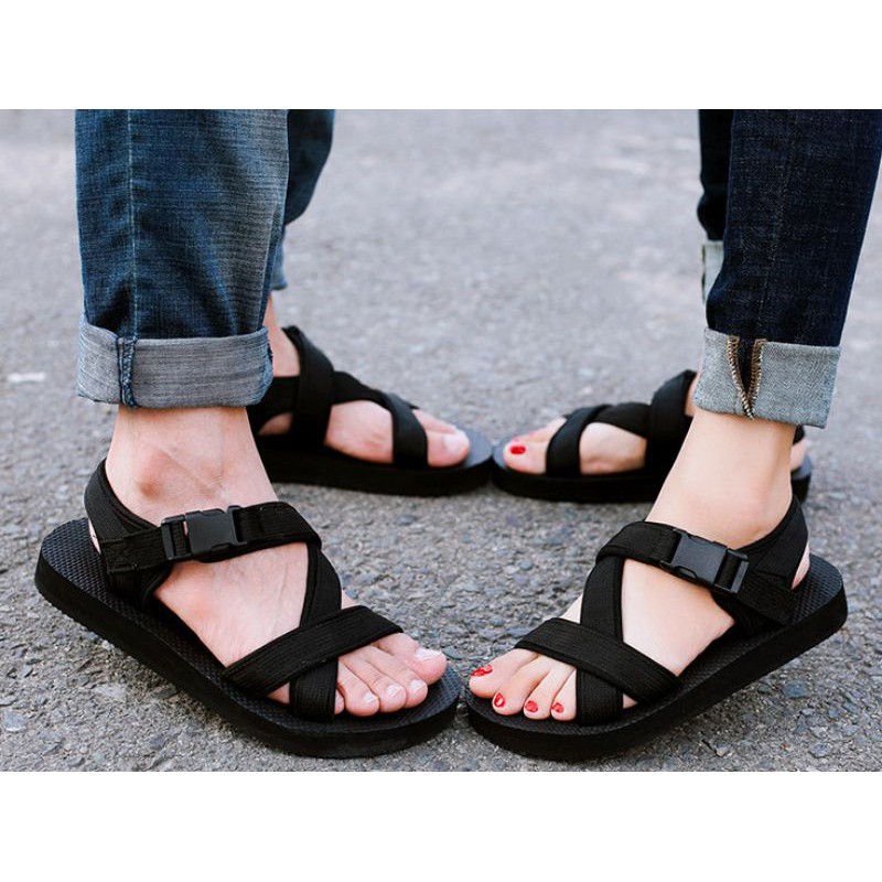 Giày sandal nam nữ quai hậu dây chéo thời trang