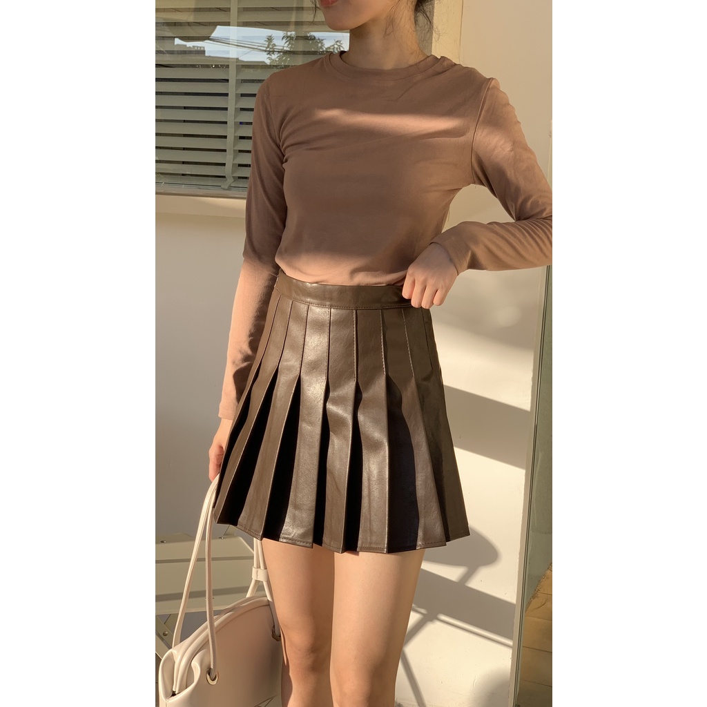 Chân váy da nữ tennis skirt xếp ly tôn dáng LOLLIE STUDIO SK131