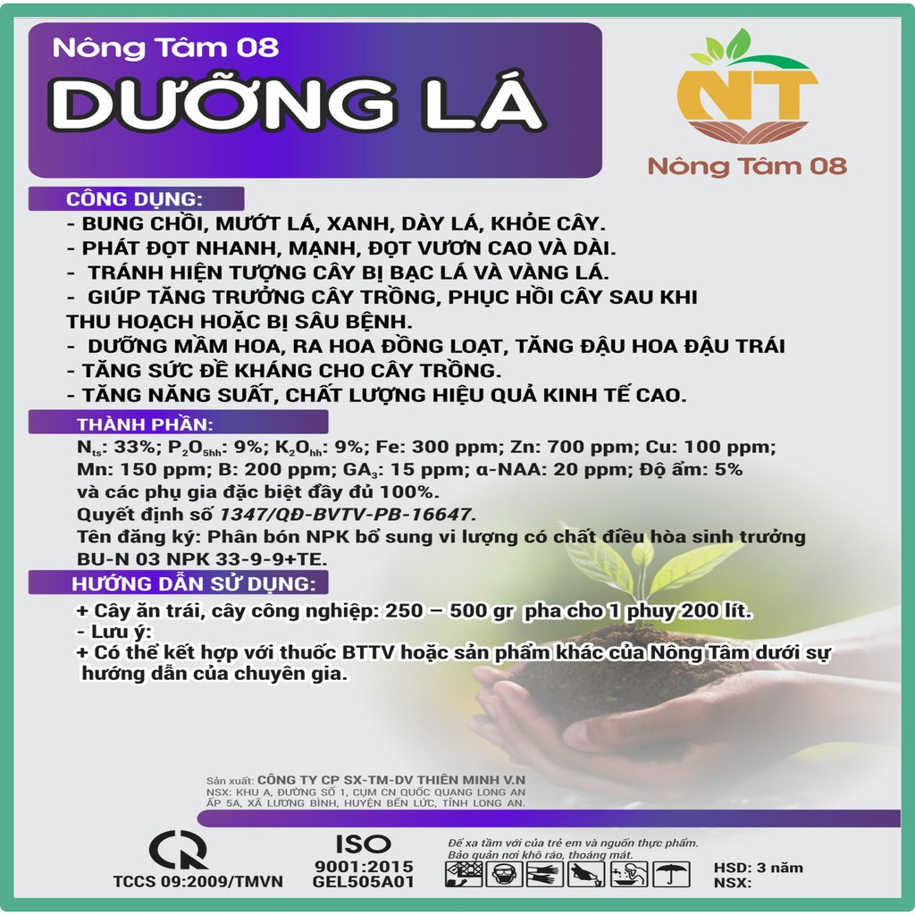 Phân bón Dưỡng lá, kéo đọt chuyên dùng cho cây ăn trái, cây công nghiệp, gói 1kg