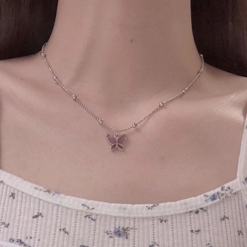 Vòng cổ Mặt Bướm Trong Suốt Thời Trang