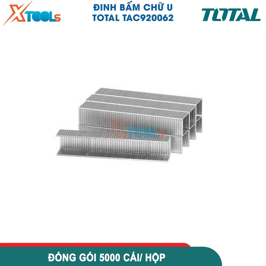 Đinh bấm chữ U TOTAL 6-13mm 5000 cái/hộp, đầu ghim U 11.2mm, thích hợp dùng cho TAT8131-3 - CHÍNH HÃNG - XTOOLS