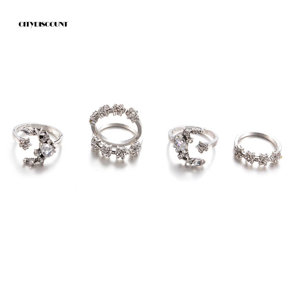 Phụ Kiện Chuyên Dụng Dành Cho Xe BEA♏Set 5 NhẫN KhớP NgóN Tay MặT Trăng Ngôi Sao ĐíNh Kim Cương Giả ThờI