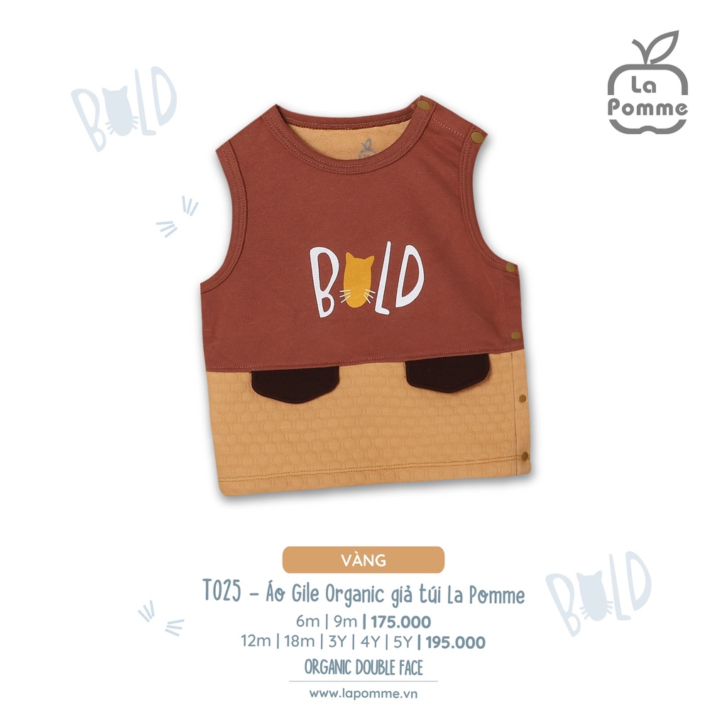 Áo Gile La Pomme Giả túi con mèo organic cao cấp mềm mịn thấm hút tốt cho bé trai bé gái T025
