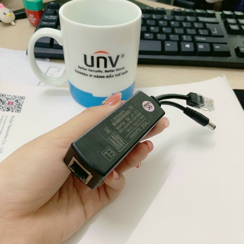 Bộ Chuyển Đổi Splitter POE 48v sang 12v Cho Camera IP Không POE Splitter POE