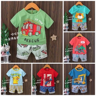 (size đại)Bộ Cotton Lửng Xuất Hàn Cho Bé Trai size 85-95(5-10 tuổi), Bộ Lửng Mặc Đi Ngủ Điều Hòa