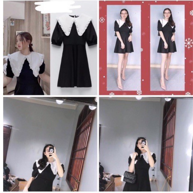 Đầm zara auth cổ trắng size S